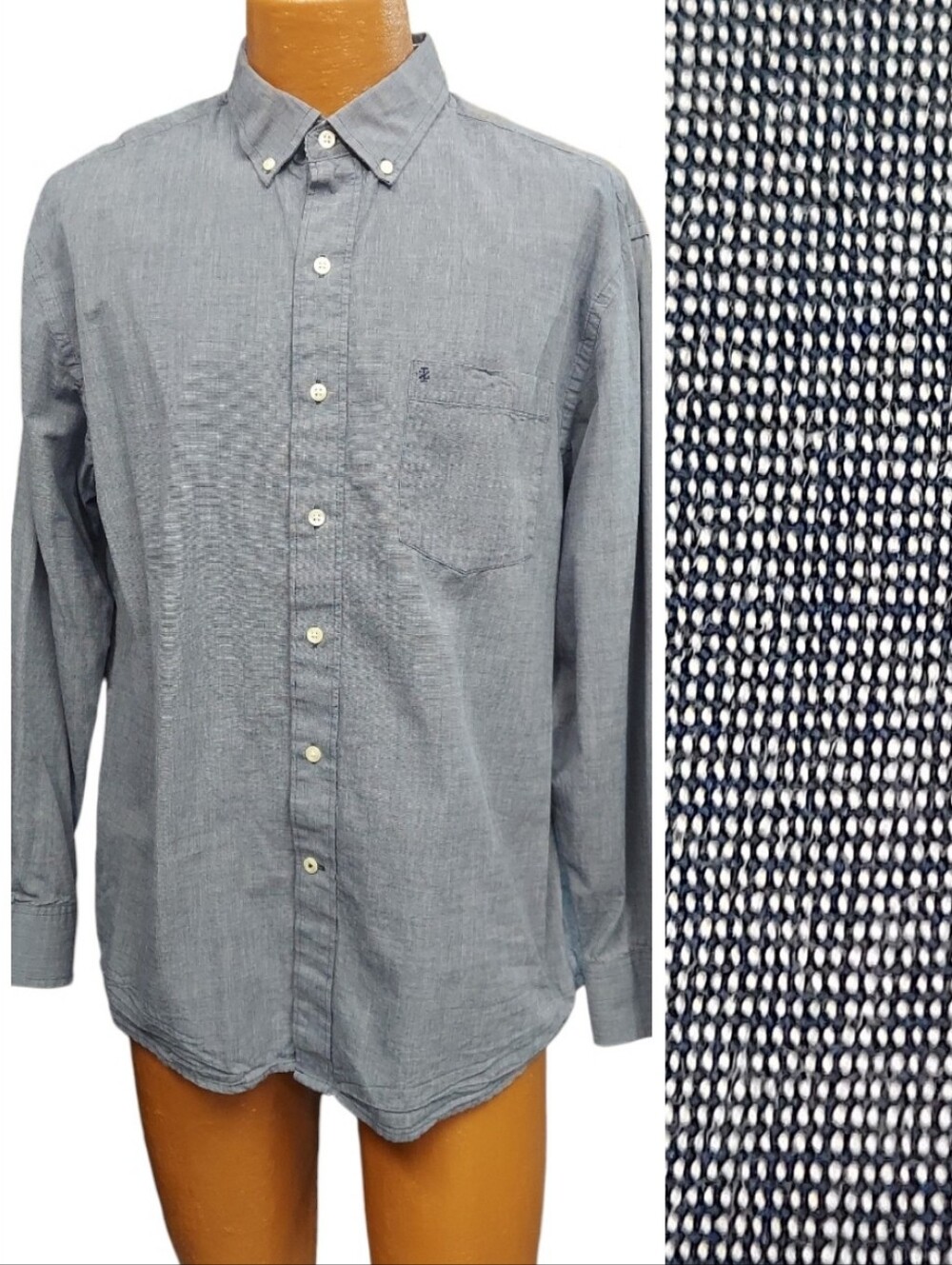 IZOD Chambrey Gingham Classic Button-Down Long Sleeve Casual Dress Shirt